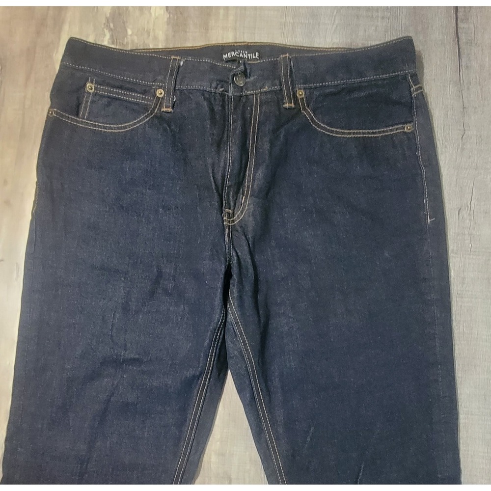 J Crew Mercantile Mens 36x36 Straight Plaid Flannel Lined Dark Wash Denim Jeans